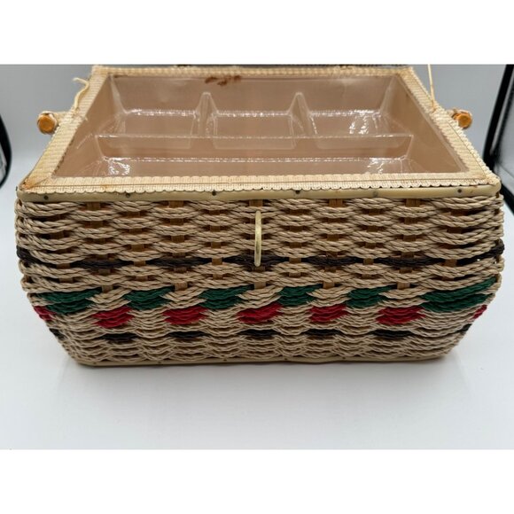 Vintage Wicker Style Sewing Notion and Tool Box - Picture 3 of 11